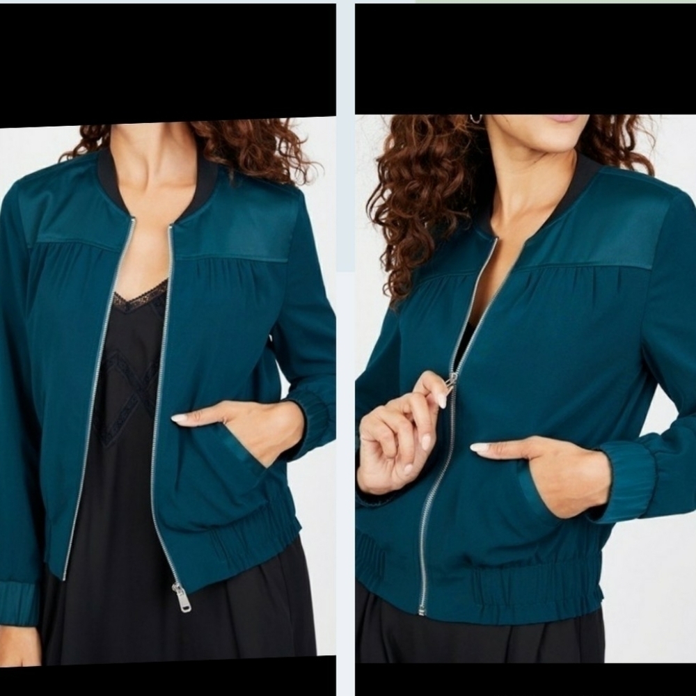 Sabie Teal Lightweight Bomber Jacket Full Zip Large NWOT